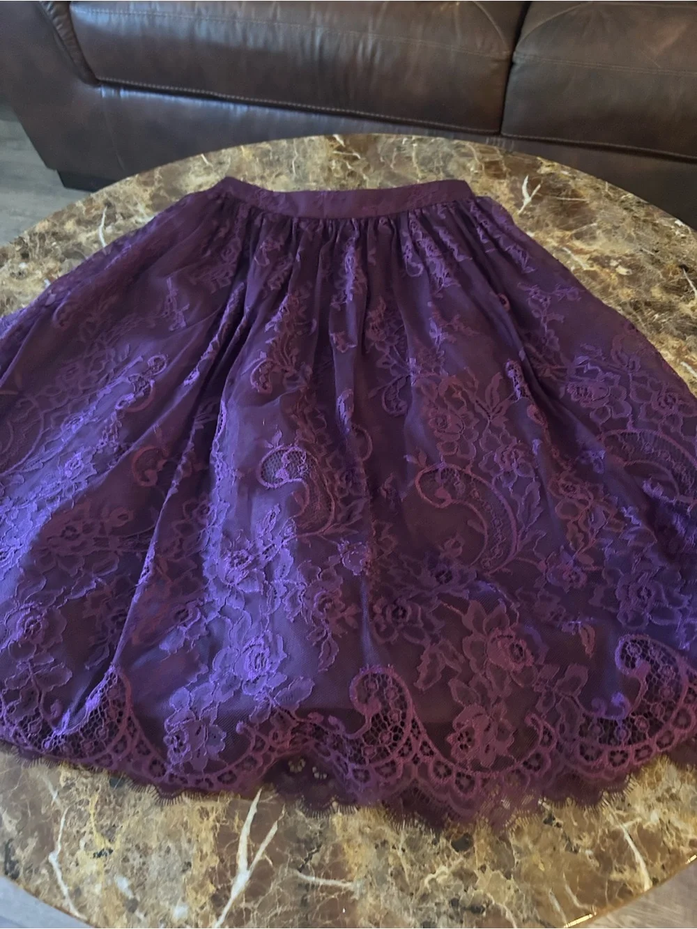 Alice + Olivia Plum Lace Midi Skirt